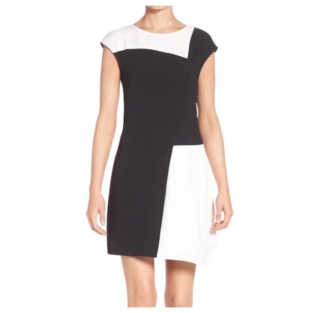 NWT Charles Henry Colorblock Blk & Ivory Dress Sm
